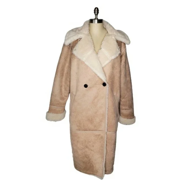 Avec Les Filles Asymmetrical Faux Shearling Coat - Picture 1 of 10